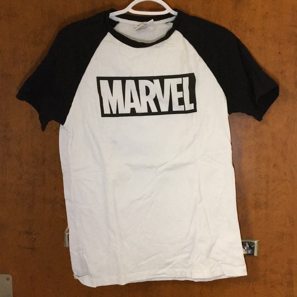 Black and white Marvel tshirt